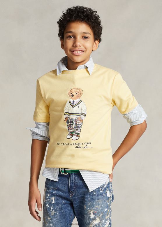 клинци Ralph Lauren мајица од памучног дреса поло медведа V2V445979 царство жуто