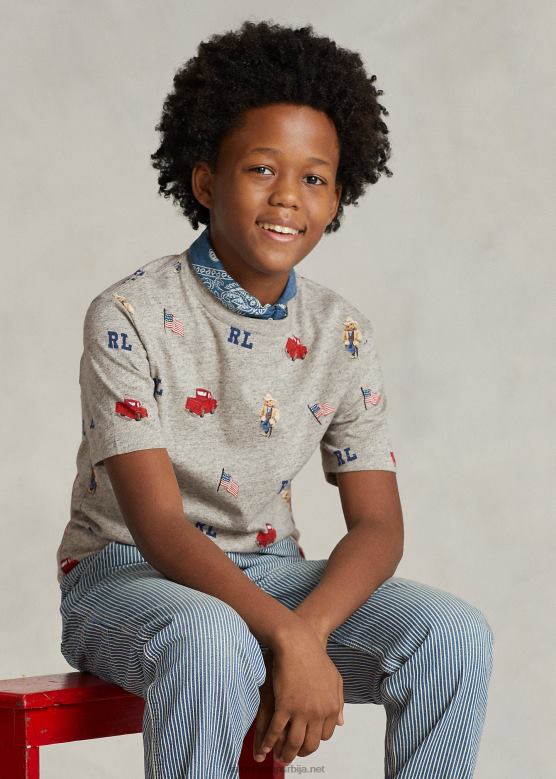 клинци Ralph Lauren мајица од памучног дреса поло медведа V2V446002 лофт хеатхер