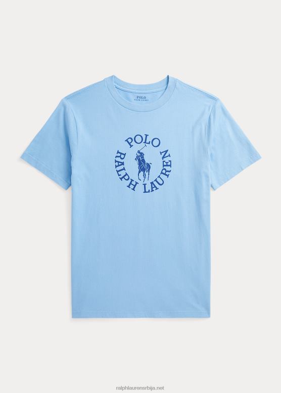 клинци Ralph Lauren Биг пони лого памучна мајица од џерсија V2V446094 Плави пудер