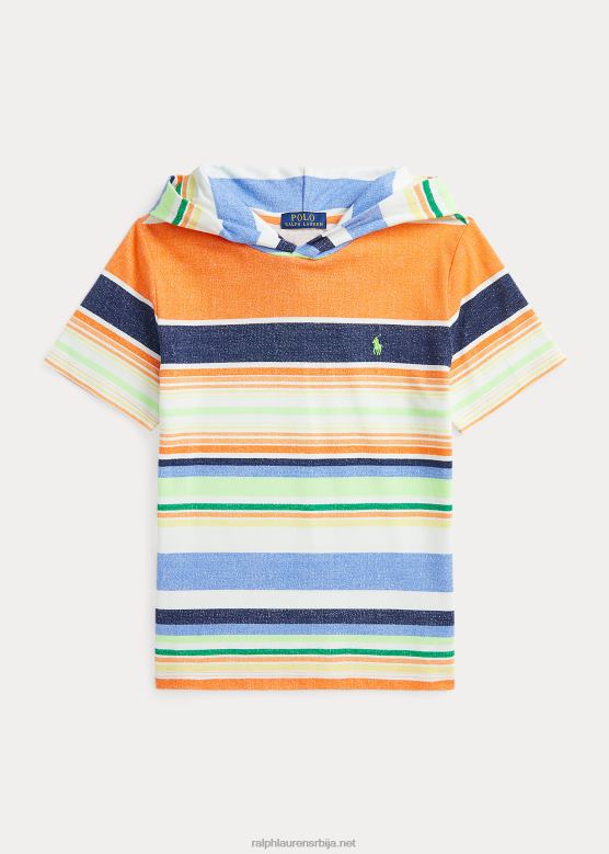 клинци Ralph Lauren пругаста памучна мрежаста мајица са капуљачом V2V446120 рајска пруга