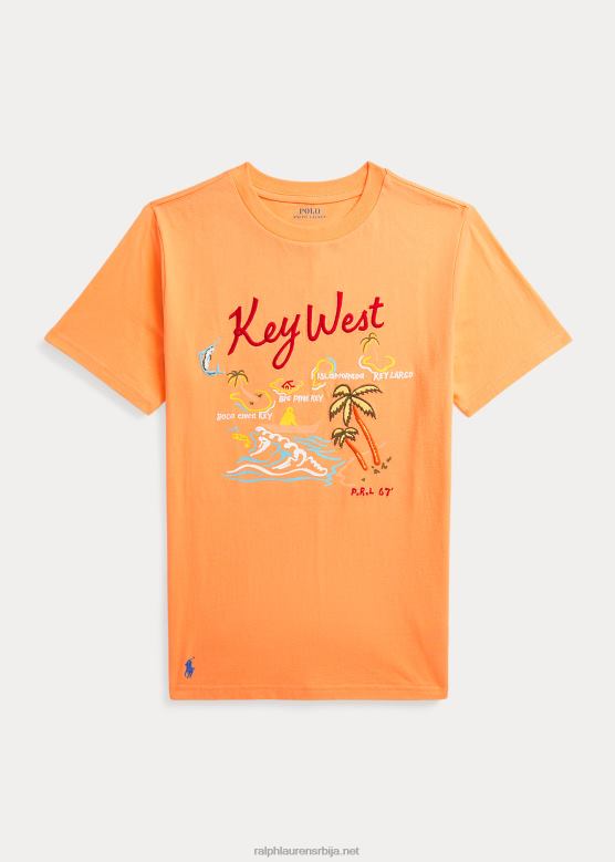 клинци Ralph Lauren кеи вест мајица од памучног дреса V2V446121 поштена наранџаста