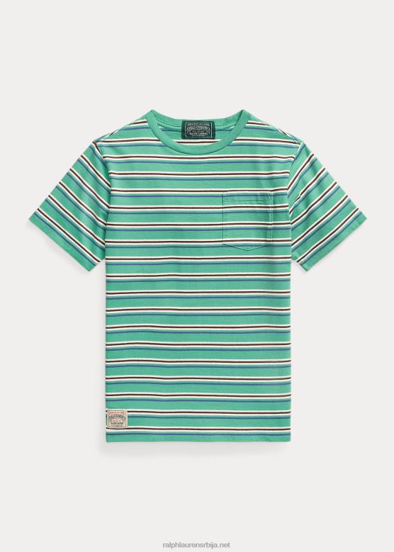 клинци Ralph Lauren мајица са џепом од памучног дреса на пруге V2V446185 сплав зелени мулти
