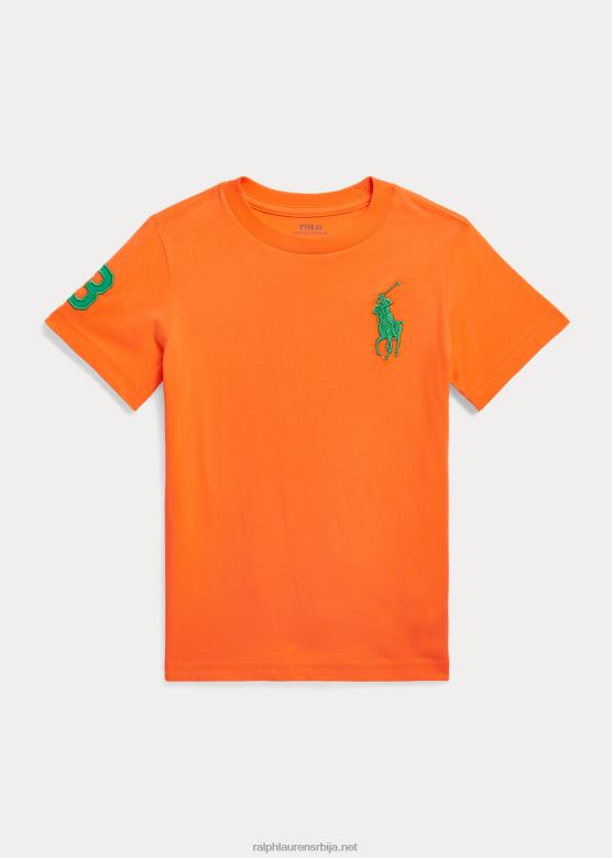 клинци Ralph Lauren биг пони мајица од памучног дреса V2V446450 оптичка наранџаста / стабљика