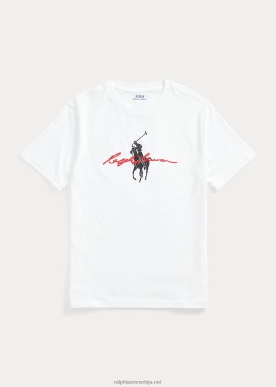 клинци Ralph Lauren Биг пони лого памучна мајица од џерсија V2V446631 бео