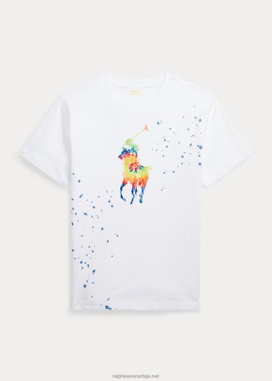 клинци Ralph Lauren Тие-дие мајица од памучног дреса од великог понија V2V446654 бео