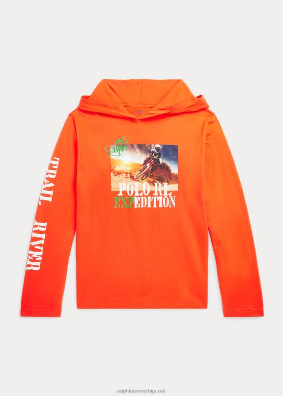 клинци Ralph Lauren памучна мајица са капуљачом са графиком V2V446673 активна наранџаста