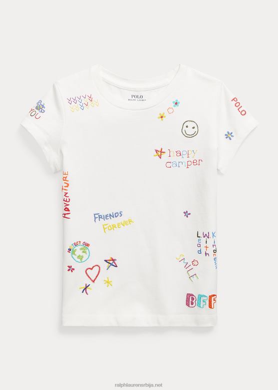клинци Ralph Lauren мајица са графиком од памучног дреса V2V446862 палуба бела