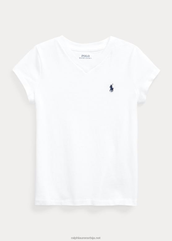 клинци Ralph Lauren Мајица од памучног дреса с в-изрезом V2V446915 бео