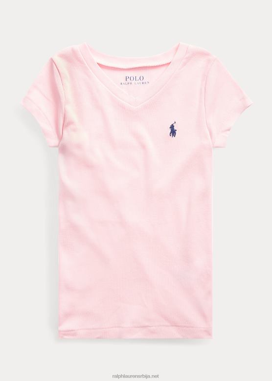 клинци Ralph Lauren памучна мајица са в-изрезом V2V446956 кармел розе