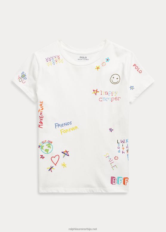 клинци Ralph Lauren мајица са графиком од памучног дреса V2V447101 палуба бела