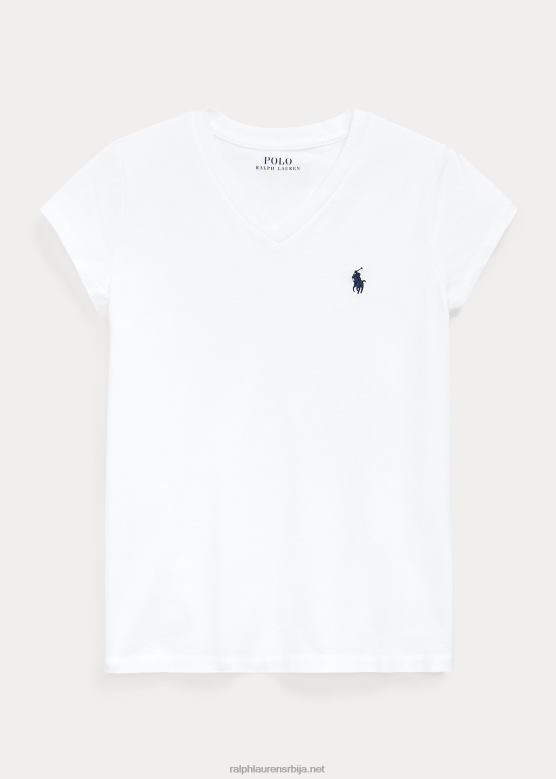 клинци Ralph Lauren Мајица од памучног дреса с в-изрезом V2V447213 бео