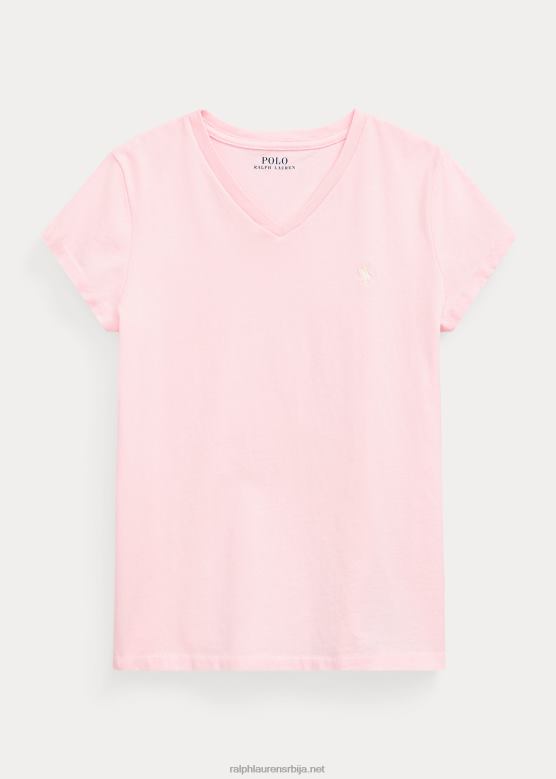 клинци Ralph Lauren Мајица од памучног дреса с в-изрезом V2V447214 наговештај розе