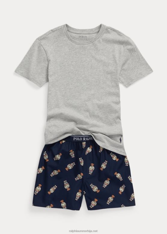 клинци Ralph Lauren поло беар мајица и боксер комплет за спавање V2V446398 крстарење морнарица/хеатхер