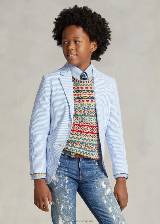 клинци Ralph Lauren јакна од поло памука сеерсуцкер V2V446007 плаво бели