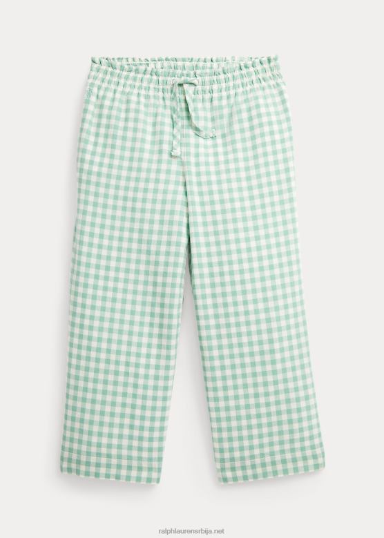 клинци Ralph Lauren урезане памучне мадрас панталоне V2V446837 избледела мента/децквасх бела