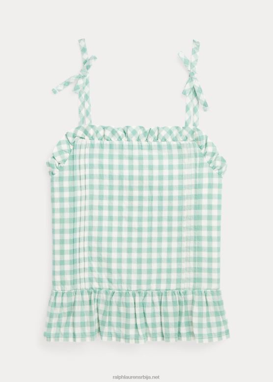 клинци Ralph Lauren гингхам памучни мадрас топ V2V446848 избледела мента/децквасх бела