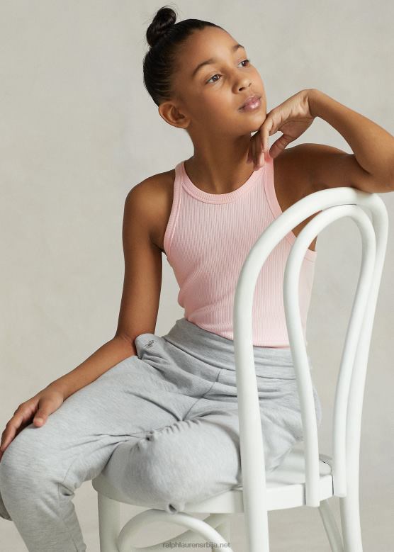 клинци Ralph Lauren ребраста мајица без рукава од мешавине памука V2V447499 багрем розе