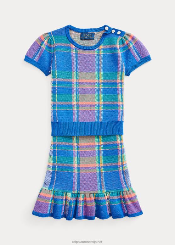 клинци Ralph Lauren карирани памучни џемпер и комплет сукње V2V447380 сафирна звезда