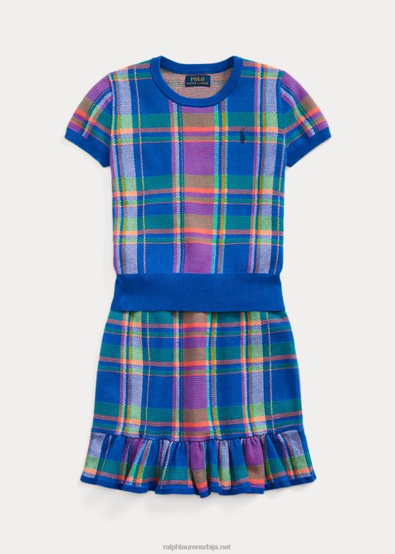 клинци Ralph Lauren карирани памучни џемпер и комплет сукње V2V447531 сафирна звезда