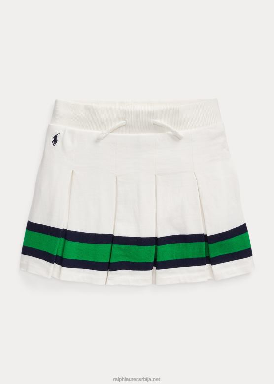 клинци Ralph Lauren пругаста плисирана мајица кратких рукава V2V449962 палуба бела