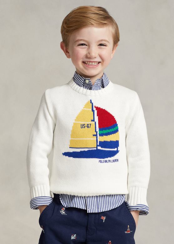 клинци Ralph Lauren памучни џемпер за једрилицу V2V445666 палуба бела