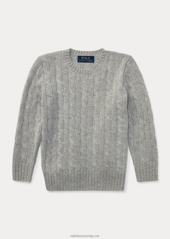 клинци Ralph Lauren култни џемпер од кашмира од плетеног кабла V2V445727 средње сиви вресак