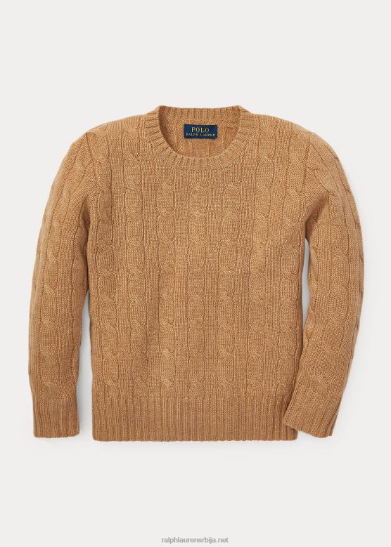 клинци Ralph Lauren култни џемпер од кашмира од плетеног кабла V2V445731 камил меланж