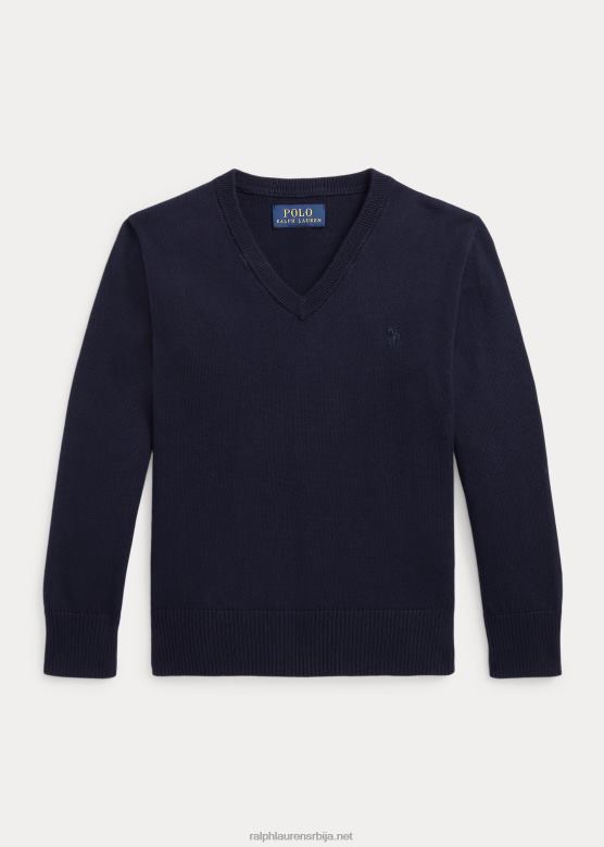 клинци Ralph Lauren памучни џемпер с в-изрезом V2V445863 рл морнарица