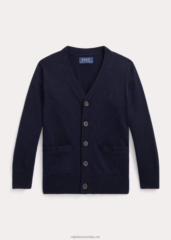 клинци Ralph Lauren памучни кардиган с в-изрезом V2V445864 рл морнарица