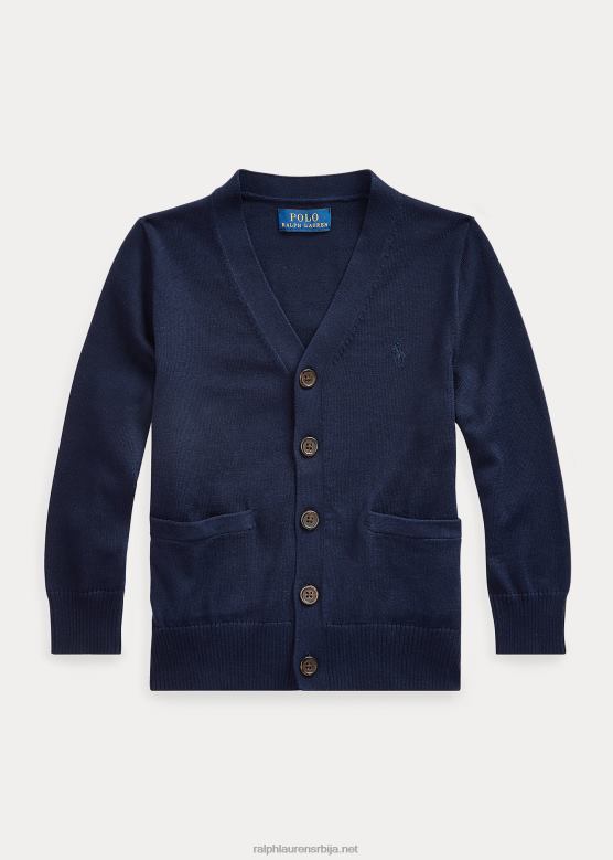 клинци Ralph Lauren памучни кардиган с в-изрезом V2V445915 рл морнарица