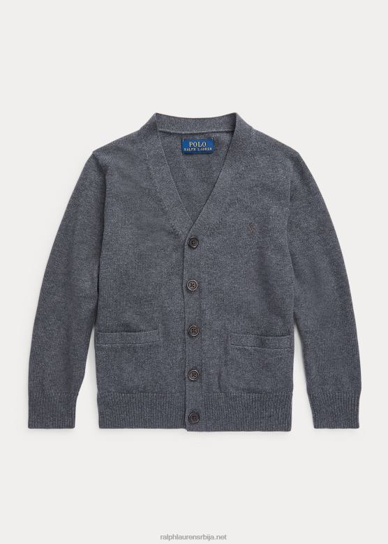 клинци Ralph Lauren памучни кардиган с в-изрезом V2V445916 средње сиви вресак
