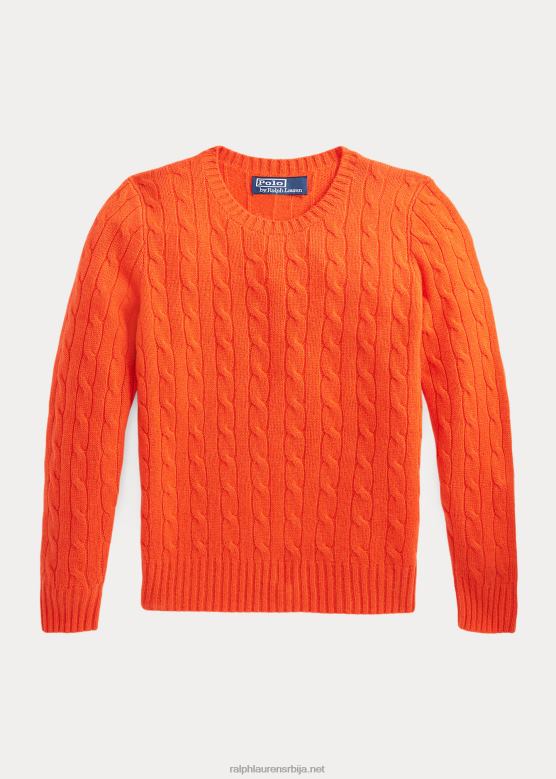 клинци Ralph Lauren култни џемпер од кашмира од плетеног кабла V2V446210 активна наранџаста