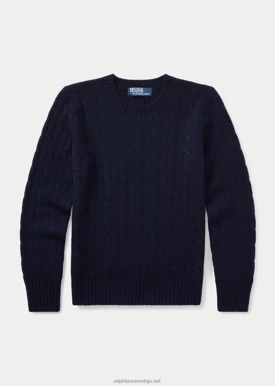 клинци Ralph Lauren култни џемпер од кашмира од плетеног кабла V2V446214 префињена морнарица