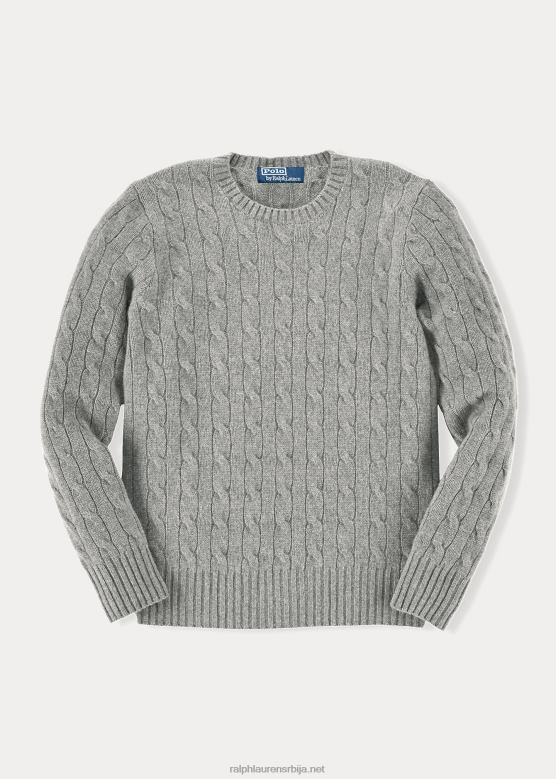 клинци Ralph Lauren култни џемпер од кашмира од плетеног кабла V2V446216 средње сиви вресак