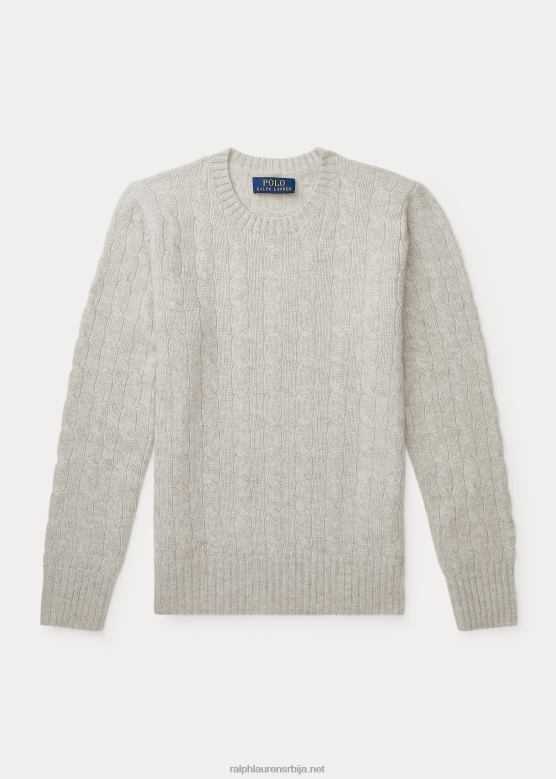 клинци Ralph Lauren култни џемпер од кашмира од плетеног кабла V2V446217 светлосиви вресак