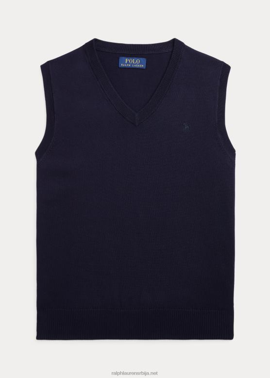 клинци Ralph Lauren памучни џемпер с в-изрезом V2V446239 рл морнарица