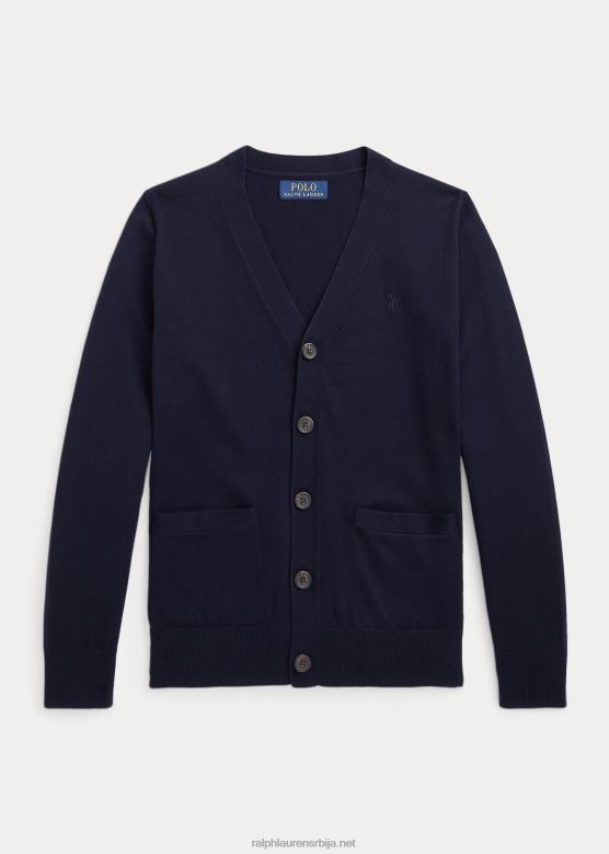 клинци Ralph Lauren памучни кардиган с в-изрезом V2V446240 рл морнарица