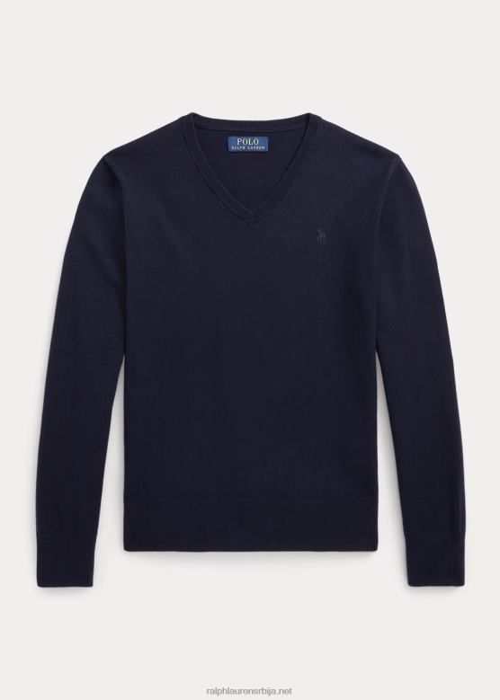 клинци Ralph Lauren памучни џемпер с в-изрезом V2V446242 рл морнарица