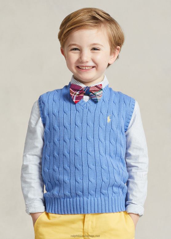 клинци Ralph Lauren плетени памучни џемпер прслук V2V446427 лучко острво плаво