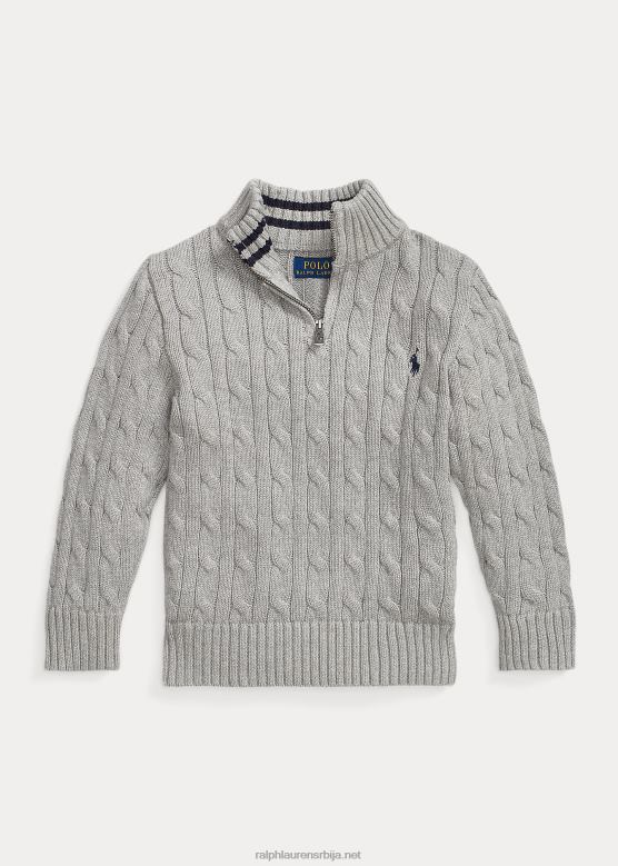 клинци Ralph Lauren плетени памучни џемпер на четвртине рајсфершлуса V2V446510 и преко вријеска