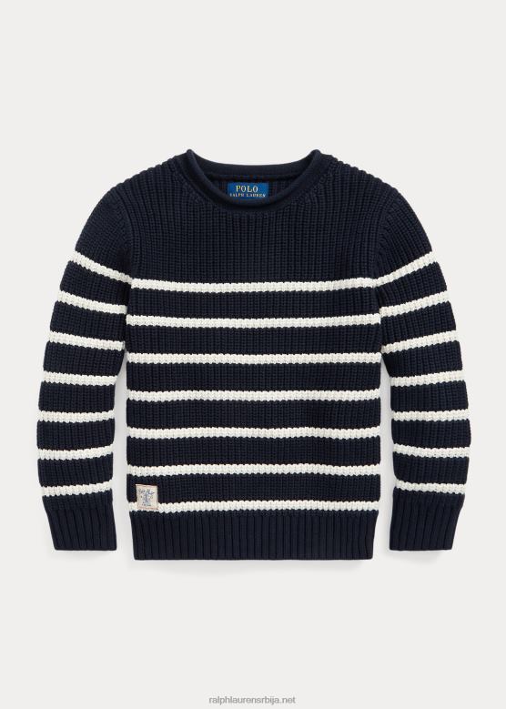 клинци Ralph Lauren пругасти памучни џемпер V2V446532 рл морнарица са кремом за некретнине