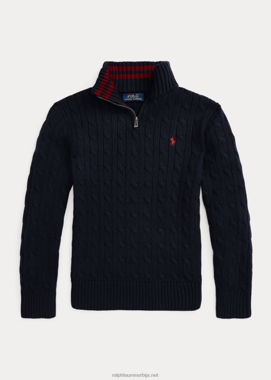 клинци Ralph Lauren плетени памучни џемпер на четвртине рајсфершлуса V2V446651 рл морнарица