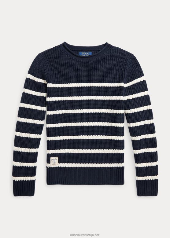 клинци Ralph Lauren пругасти памучни џемпер V2V446679 рл морнарица са кремом за некретнине