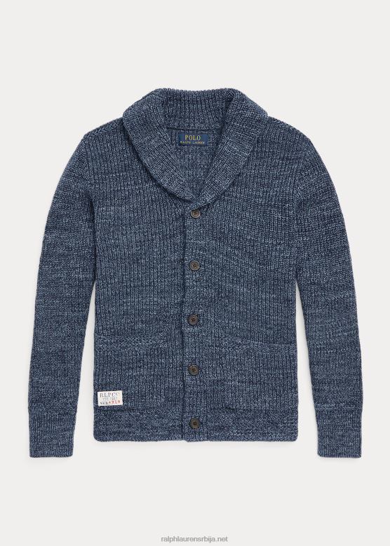клинци Ralph Lauren кардиган од марлед памучног шала V2V446685 плави лапор