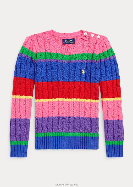 клинци Ralph Lauren пругасти памучни џемпер од кабловске везе V2V446885 нова ирис мулти