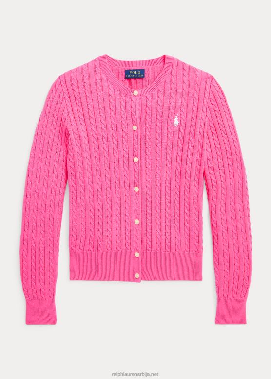 клинци Ralph Lauren памучни кардиган са мини каблом V2V447244 пустињско розе