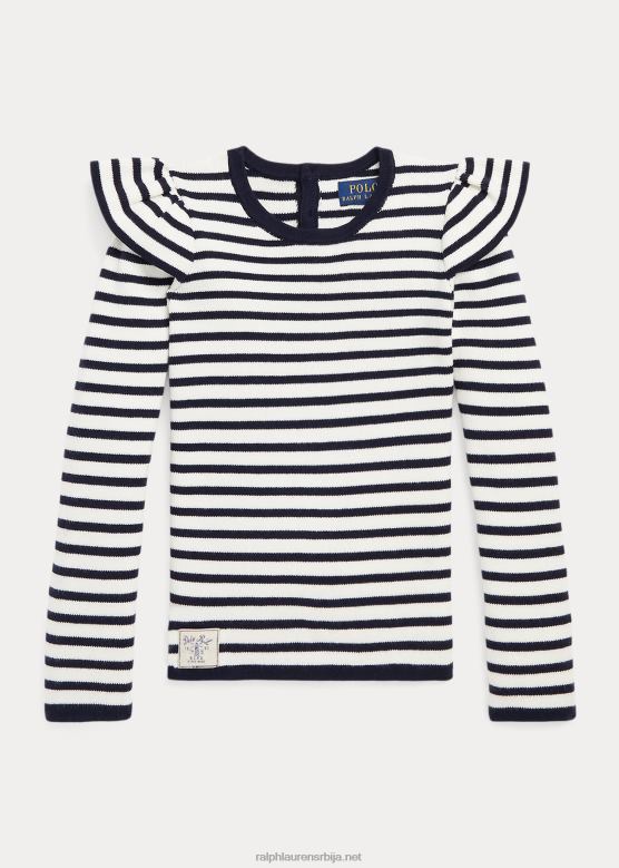 клинци Ralph Lauren пругасти памучни џемпер V2V447435 рл морнарска/клубска крема