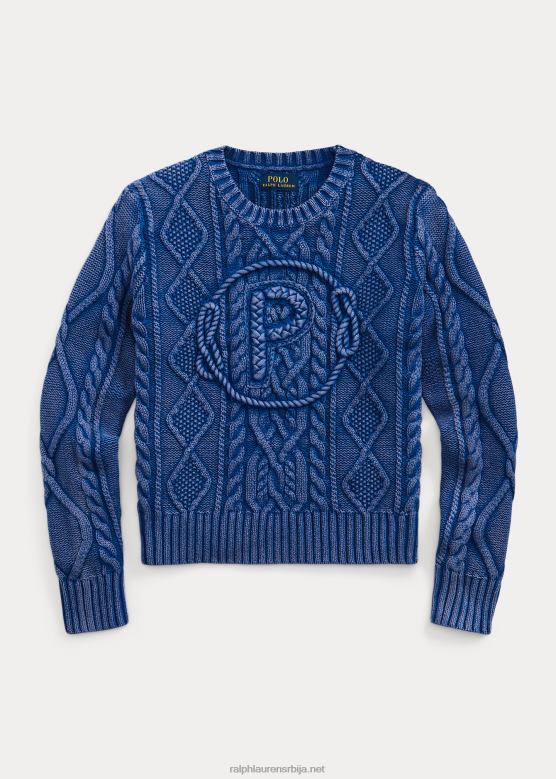 клинци Ralph Lauren памучни џемпер са наутичким апликацијама V2V447520 опрана краљевска морнарица