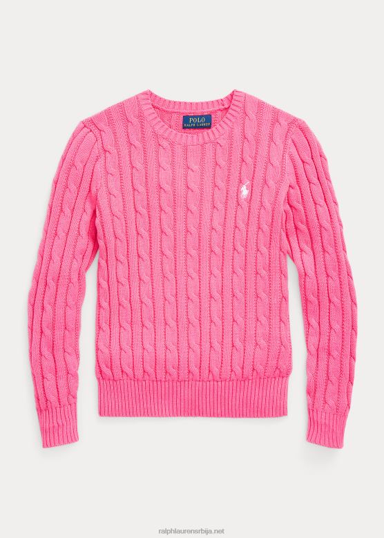 клинци Ralph Lauren памучни џемпер од кабловске везе V2V447543 пустињско розе