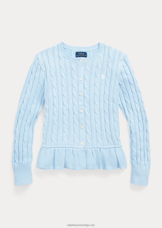 клинци Ralph Lauren плетени памучни кардиган са пеплумом V2V447552 оффице блуе/невис